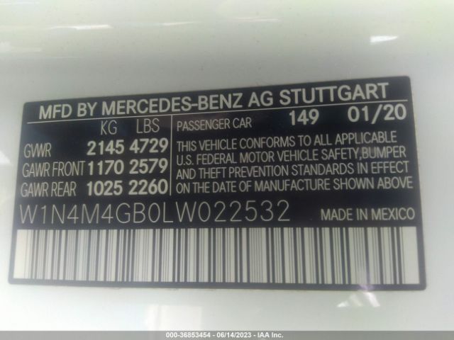 W1N4M4GB0LW022532 Mercedes-Benz Glb Glb 250