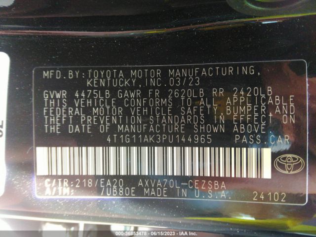 4T1G11AK3PU144965 Toyota Camry Se/se Nightshade