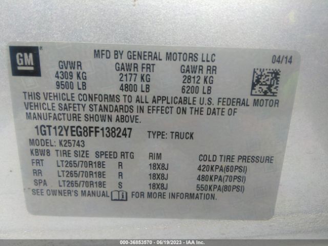1GT12YEG8FF138247 GMC Sierra 2500hd Sle