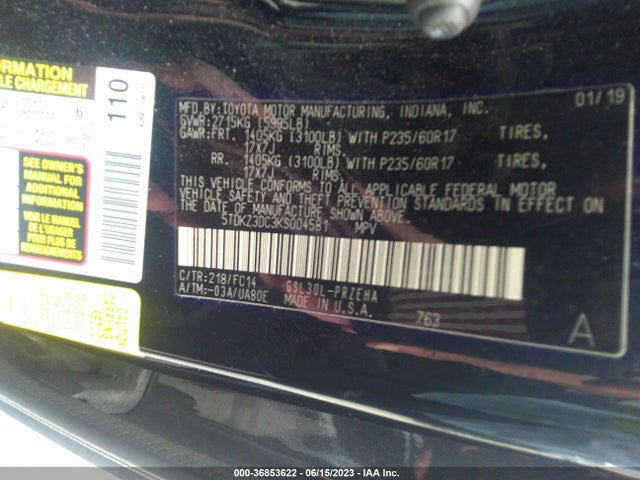 Toyota SIENNA LE 2019 5TDKZ3DC3KS004581 Image 9