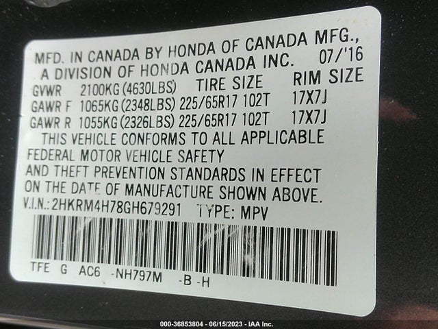 Honda Cr-v Ex-l 2016 2HKRM4H78GH679291 Image 9