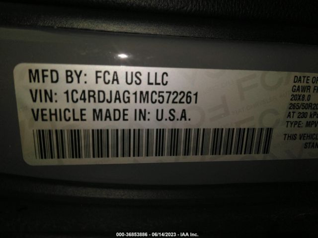 1C4RDJAG1MC572261 Dodge Durango Sxt Plus