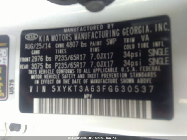 5XYKT3A63FG630537 KIA SORENTO LX