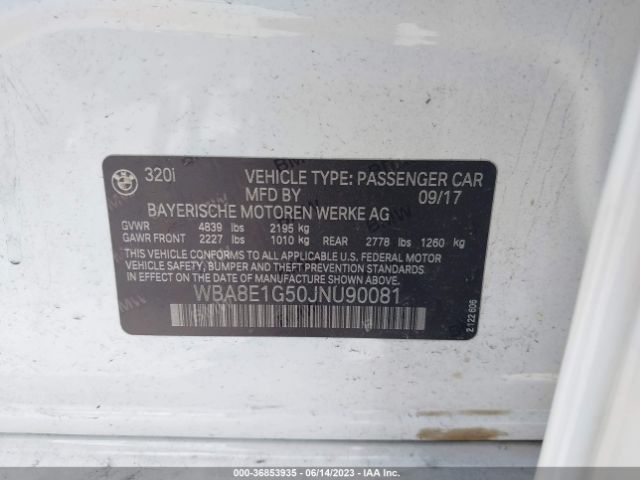 WBA8E1G50JNU90081 BMW 3 Series 320i