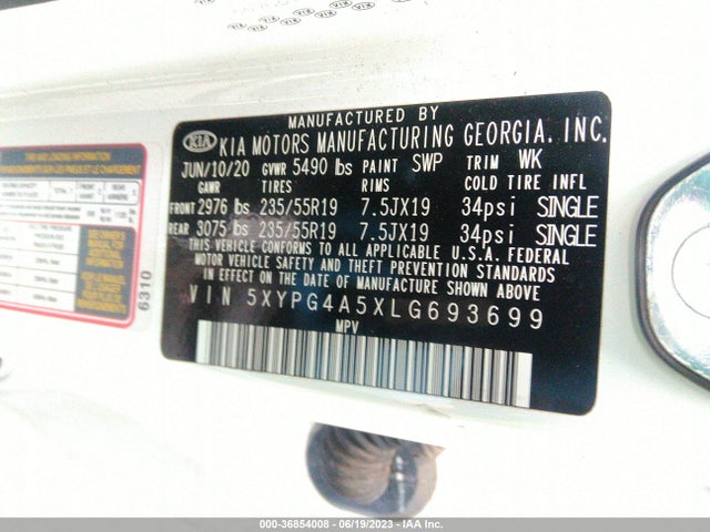 KIA Sorento S V6 2020 5XYPG4A5XLG693699 Image 9
