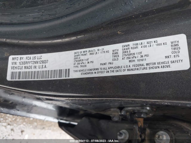 1C6SRFFT2NN129037 RAM 1500 Lone Star