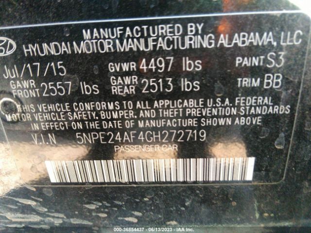 Hyundai Sonata 2.4l Se 2016 5NPE24AF4GH272719 Image 9