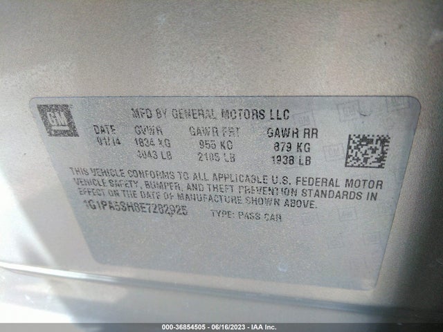 Chevrolet CRUZE LS 2014 1G1PA5SH8E7282925 Image 9