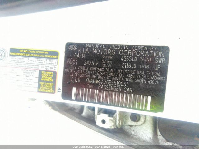 KNAGM4A76E5519051 KIA Optima Lx