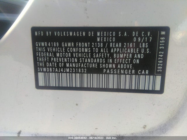 3VWDB7AJ4JM231832 Volkswagen Jetta 1.4t