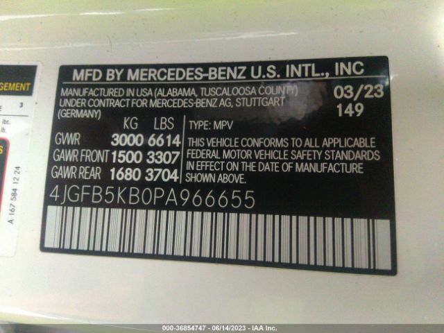 4JGFB5KB0PA966655 Mercedes-Benz Gle Gle 450