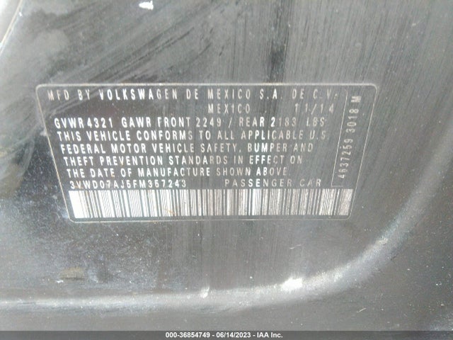 3VWD07AJ5FM357243 Volkswagen Jetta Sedan 1.8t Se W/connectivity