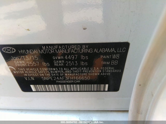 Hyundai SONATA SE 2015 5NPE24AF3FH166650 Image 9