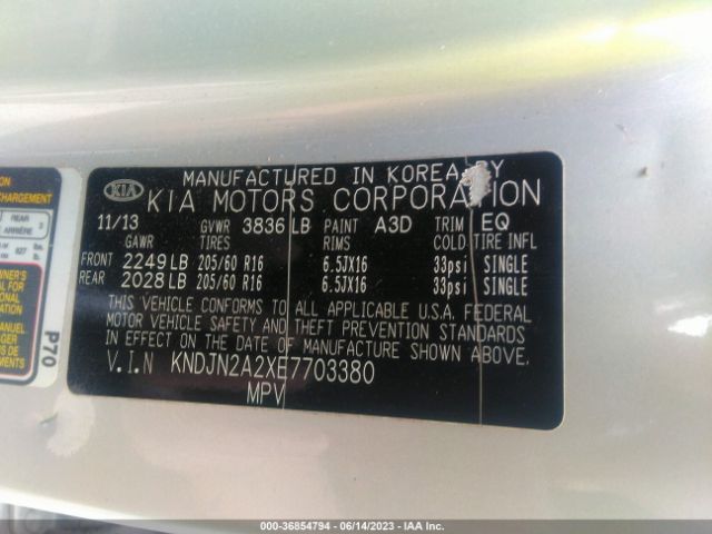 KNDJN2A2XE7703380 KIA Soul Base