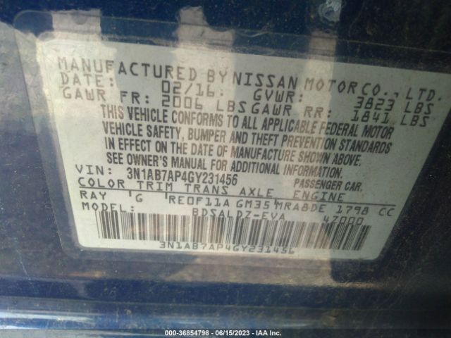 3N1AB7AP4GY231456 Nissan SENTRA SV
