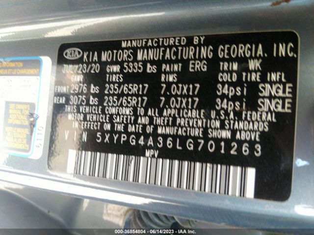 5XYPG4A36LG701263 KIA SORENTO LX