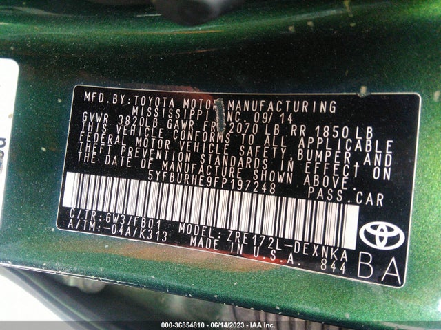 Toyota Corolla L/le/s/s Plus/le Plus 2015 5YFBURHE9FP197248 Image 15