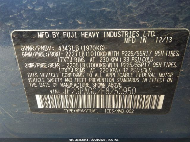 JF2GPAGC2E8250950 Subaru Xv Crosstrek Limited