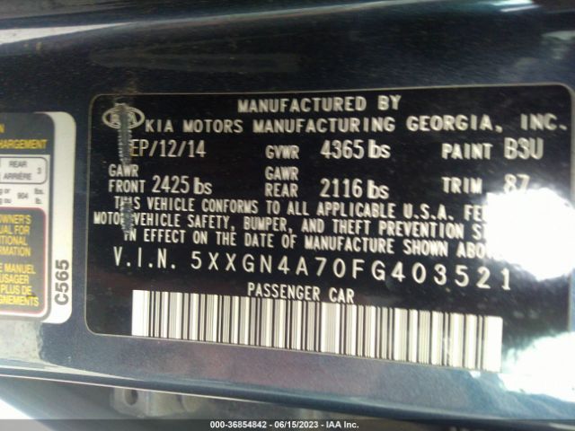 5XXGN4A70FG403521 KIA OPTIMA EX