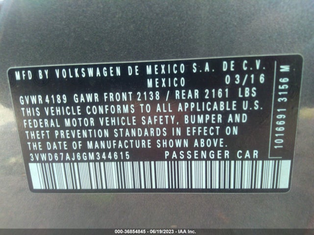3VWD67AJ6GM344615 Volkswagen Jetta Sedan 1.4t Se