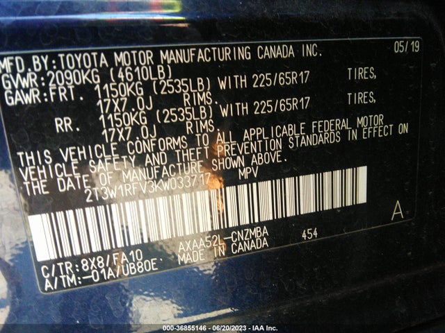 Toyota Rav4 Xle 2019 2T3W1RFV3KW033717 Image 15