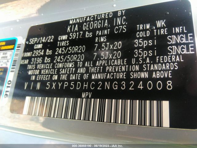 5XYP5DHC2NG324008 KIA Telluride Sx