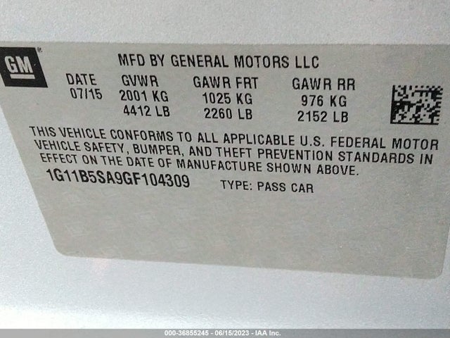 Chevrolet Malibu Limited Ls 2016 1G11B5SA9GF104309 Image 9