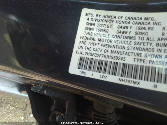 Honda CIVIC EX 2018 2HGFC2F76JH559245 Image 9