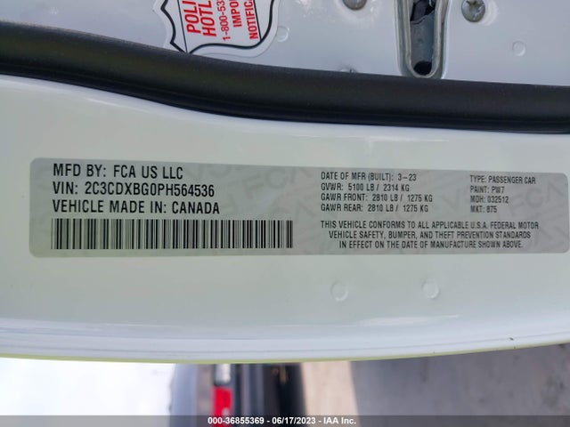 Dodge Charger Sxt 2023 2C3CDXBG0PH564536 Image 9