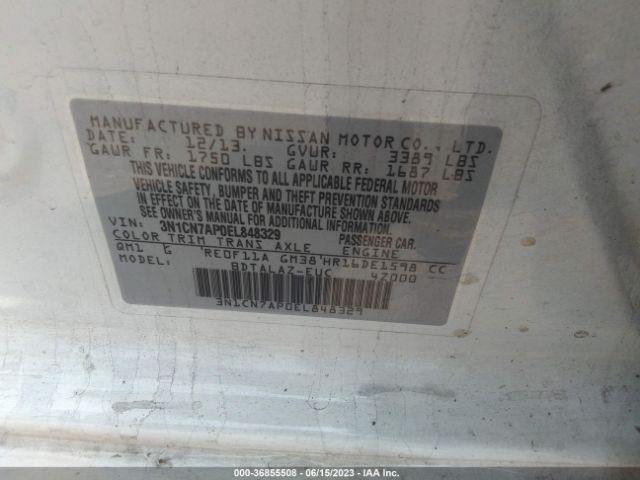 3N1CN7AP0EL848329 Nissan Versa S Plus