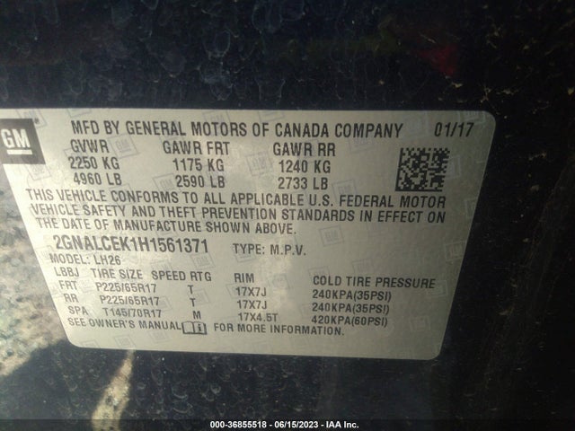 Chevrolet EQUINOX LT 2017 2GNALCEK1H1561371 Image 9