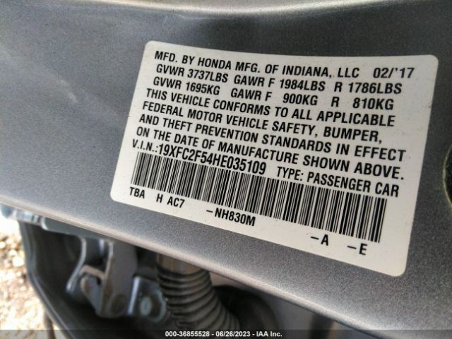 19XFC2F54HE035109 Honda Civic Sedan Lx