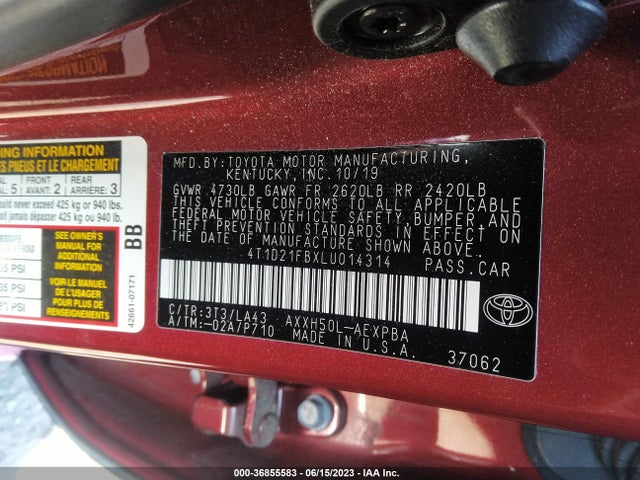 2020 Toyota Avalon, VIN: 4T1D21FBXLU014314