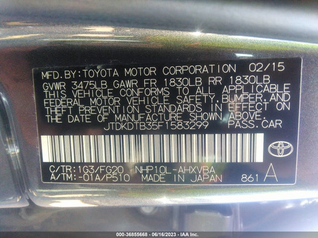Toyota Prius C One/two/three/four 2015 JTDKDTB35F1583299 Image 15