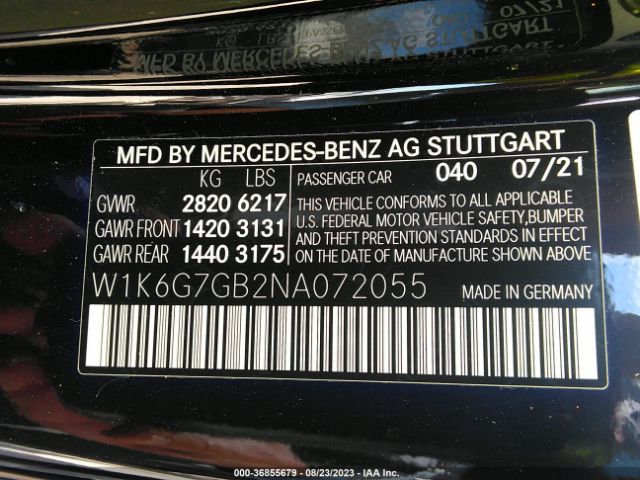 W1K6G7GB2NA072055 Mercedes-Benz S-class S 580