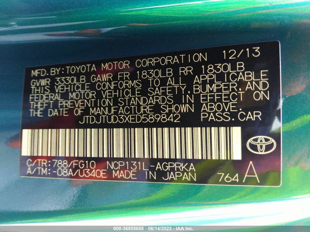 Toyota Yaris 2014 JTDJTUD3XED589842 Image 22