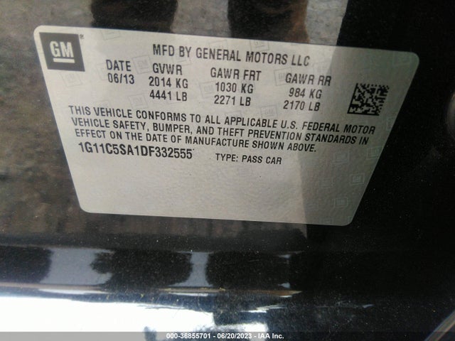 2013 CHEVROLET MALIBU LT VIN: 1G11C5SA1DF332555