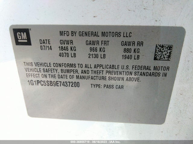 Chevrolet Cruze 1lt 2014 1G1PC5SB9E7437200 Image 9