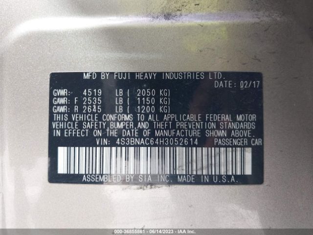 4S3BNAC64H3052614 Subaru Legacy Premium