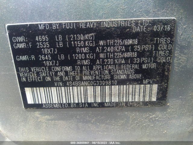 4S4BSANC0G3309810 Subaru Outback 2.5i Limited