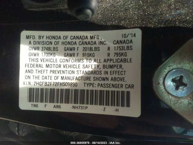 Honda Civic Sedan Se 2015 2HGFB2F72FH509890 Image 16