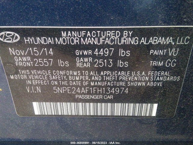 Hyundai Sonata 2.4l Se 2015 5NPE24AF1FH134974 Image 10