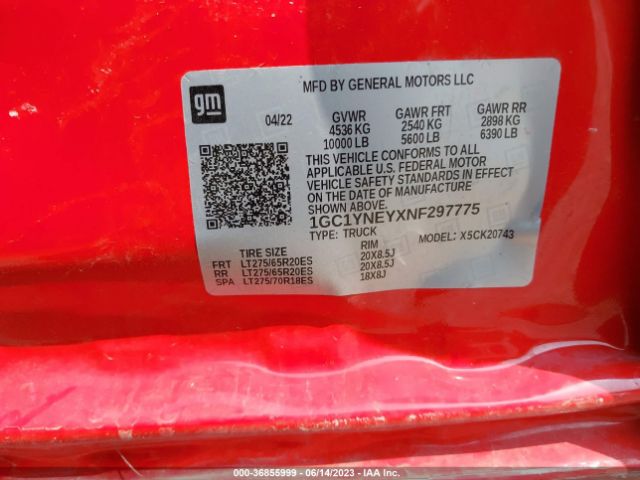 Chevrolet Silverado 2500hd Lt 2022 1GC1YNEYXNF297775 Image 15