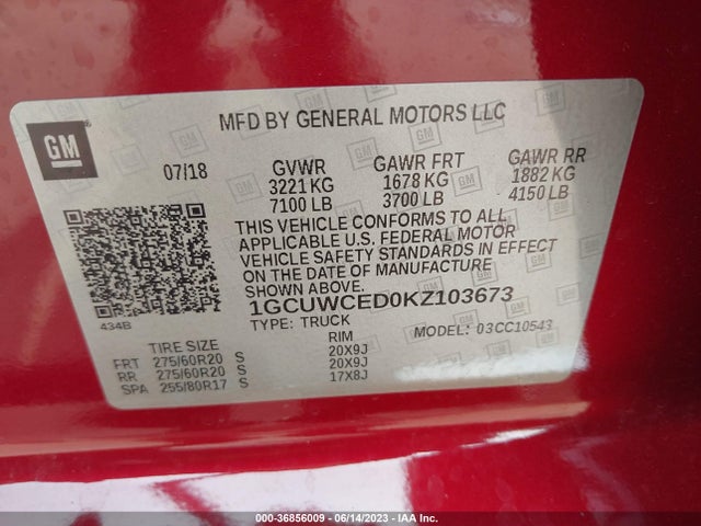 Chevrolet Silverado 1500 Lt 2019 1GCUWCED0KZ103673 Image 9