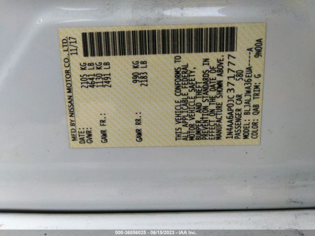 1N4AA6AP0JC371777 Nissan MAXIMA SV