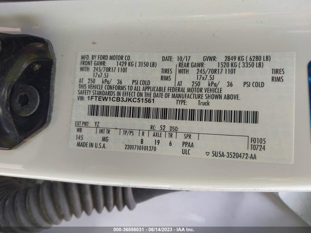 Ford F-150 Xl/xlt 2018 1FTEW1CB3JKC51561 Image 15