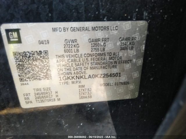 1GKKNKLA0KZ254501 GMC ACADIA SLE