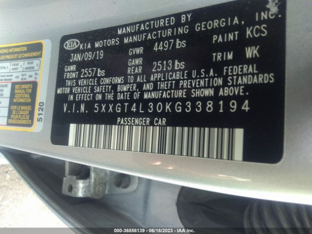 5XXGT4L30KG338194 KIA Optima Lx