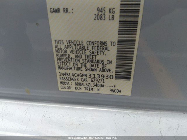 1N4BL4CV6PN313930 Nissan Altima 2.5 Sr