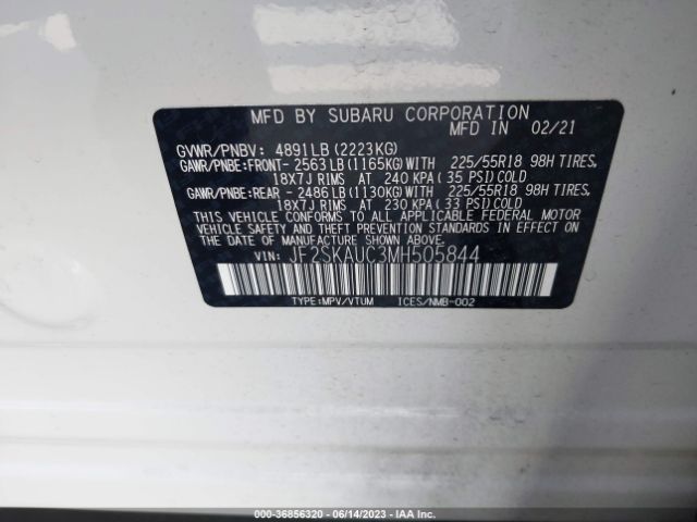 JF2SKAUC3MH505844 Subaru Forester Limited